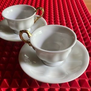 BEAUTIFUL PAIR OF C T DEMITASSE TEACUPS AND SAUCERS